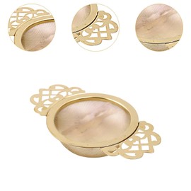 Fenteer Double Ear Tea Strainer Metal Sifter Rust Resistant Easy to Clean Tea Accessories Mesh Sieve for Juice Coffee Teapot Kitchen, Gold