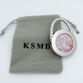 KSMD Purse Hooks for Table and Bars, Portable Purse Hanger Organizers, Foldable Folding Table Hook Hanger (Marble)