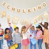 Schulanfang-Dekoset mit Holz-Einschulungskranz | Klassenzimmer-Girlande & Schulkind-Deko für Einschulungsparty |