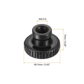 uxcell Knurled Thumb Nuts, 20Pcs M3 x 11 x 6mm Carbon Steel Knurled Nut, Adjusting Round Knobs Fasteners Nuts for 3D Printer Parts, Black