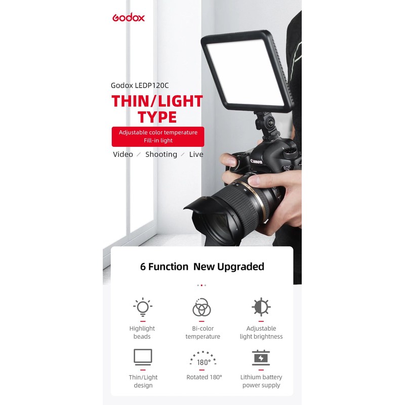 LEDP120C Ultra-thin 12W Dimmable LED Video Light Panel Fill-in On-camera