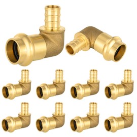 (Pack of 10) EFIELD 1/2" PEX B Crimp x 1/2" Copper Press 90° Elbow Brass Fittings
