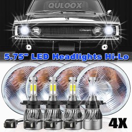 QULOOX 4PCS For 1967-74 Dodge Charger 4x 5.75" LED Headlights Hi-Lo DRL Reflector Lamp
