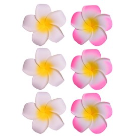 6 Pcs White and Pink Hawaiian Frangipani Hair Clip Plumeria Foam Head Flower Party Beach Hair Pins for Women(White & Pink,7cm)