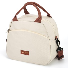 PEAKTOP Beige Lunch Bag with Strap, Insulated Lunch Bag for Women, Leakproof Adults Small Lunch Bag, Waterproof Cooler Lunch Bags for Work Travel Picnic School