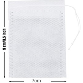 100 PCS Reusable Tea Bags, 7x9cm Empty Drawstring Filters, Muslin Bags Tea Filter for Loose Leaf Tea, Coffee & Spices(Natural Cotton)