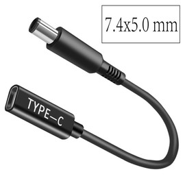 USB-C Female Input to DC 7.4x5.0mm Adapter 100 watts Cable, Male to DC Female 12V 19V 20V Adapter, USB C to DC Adapter 7.4 x 5.0mm Adapter Made for Dell Latitude Laptop Series