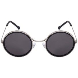 Edge I-Wear 2016 Fashion Round Circle Sunglasses w/Color Mirror Lens 25103-REV (Black, Grey)