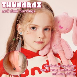 THUNARAZ Hypoallergenic Birthstone Stud Earrings for Women Butterfly Flower Heart CZ Screw Back Earrings Jewelry Gift for Birthday Christmas