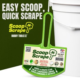 Buddy Tools Scoop-N-Scrape - Efficient Bucket Scoop for 5-Gallon - Lightweight and Durable Curved Bucket Trowel - Made with Heavy-Duty Nylon - Scrapes Clean, No More Shavings - Pack of 2