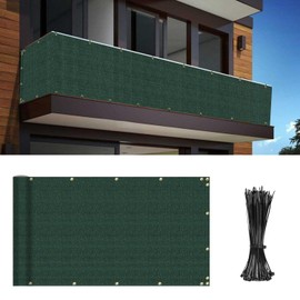 INFRANGE Balcony Privacy Fence Screen 3' x 124' Mesh Windscreen Fencing Shield Cover Included Cable Ties for Deck Apartment Porch Backyard Patio Outdoor, Green