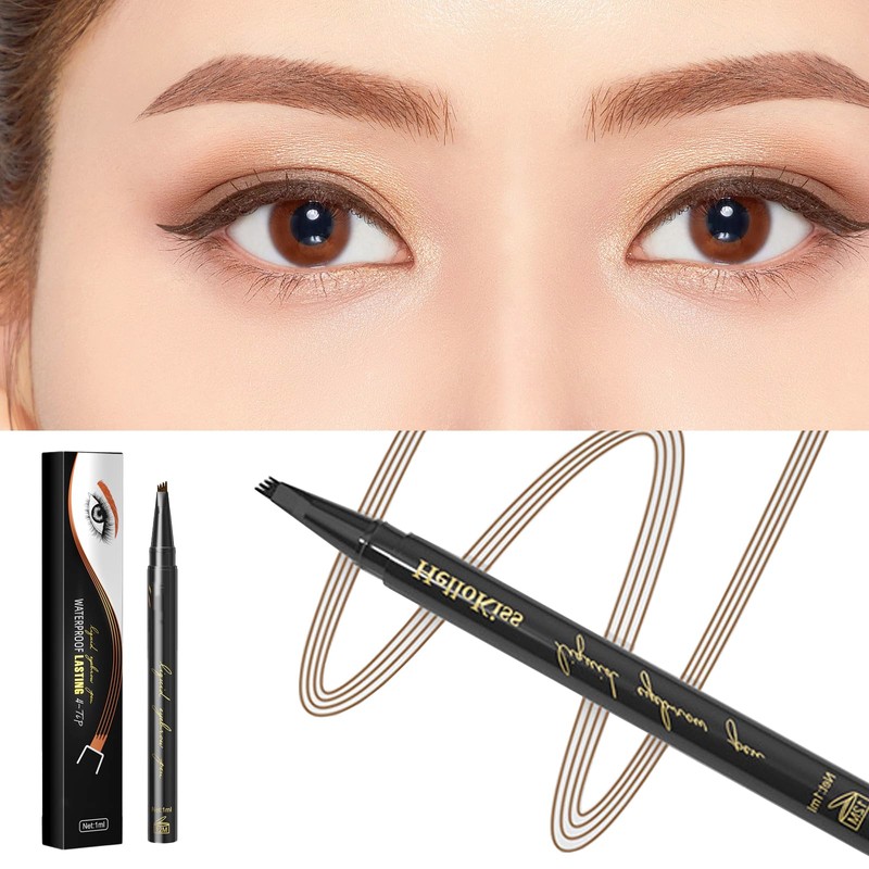 Eyebrow Pencil, Light Brown Waterproof Eye Brow Pen Microblading Smudge-Proof
