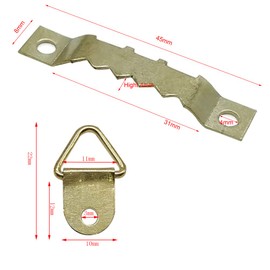 Ruidee Picture Hooks Set, Picture Frame Hangers, Prismatic Hangers, Serrated Hangers, Triangle Ring Hangers (Gold)