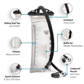 Water Buffalo Hydration Bladder - Water Bladder for Hiking Backpack - Leak Proof 3L Hydration Bladder - Water Reservoir Insulated Hose & High Flow Bite Valve - Oasis 3 Liter Hydration Bladder