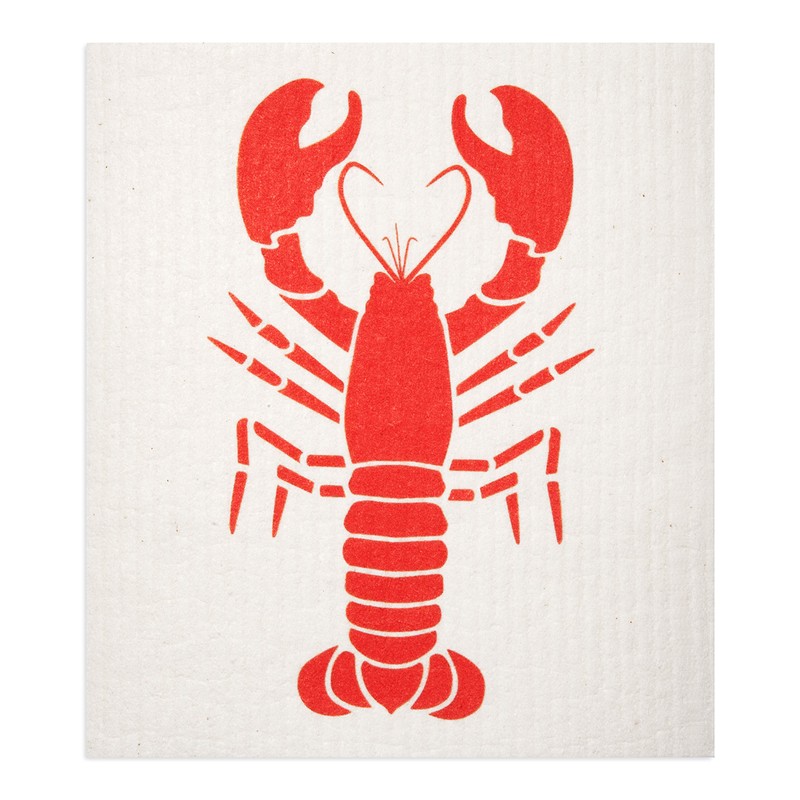 Globetrotting Merchant Swedish Dishcloths 2 Pack (Lobster Print) Eco Friendly,