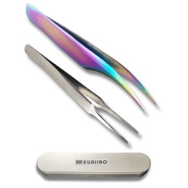 kuriiro krs9 Precision Tweezers, Set of 2, with Case, Stainless Steel, Plastic Model