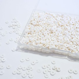 Jabrand 2000pcs Clay Beads for Bracelet Making, 6mm Polymer Clay Beads Kit Heishi Beads for Jewelry Making Crafts DIY (White)