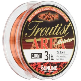 Sunline Nylon Line Troutist Area Meister 100m No. 0.6 3lb Flash Orange