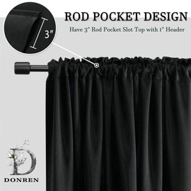 DONREN 36 Inch Length Curtains- 2 Panels Blackout Thermal Insulating Small Curtain Tiers for Bathroom with Rod Pocket (Black,42 Inch Width)