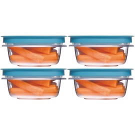 Utensilux Rubber maid 1.25 Cup Flex & Seal Leak Proof Lids Food Storage Container Set, Teal, Clear Meal Prep Flex Containers, 4 Piece Bundle Set