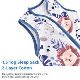 Chilsuessy Baby Sleeping Bag with Legs, 1.5 Tog, 100% Cotton, All-Year Sleeping Bag with Feet, Baby Sleeping Bag, Children, Zebra, 90 cm/Baby Height 95-105 cm