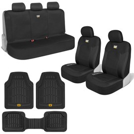 Cat® MeshFlex Automotive Seat Covers/Floor Mats for Cars Trucks and SUVs – Black Car Seat Covers, Truck Seat Protectors with Gray Honeycomb Trim with Rubber Heavy Duty Floor Mats
