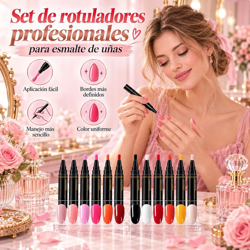 6 Piezas Pen Esmalte de Esmalte de Uñas, Rotuladores de
