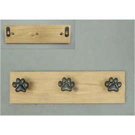 Fyne-Finds Wooden Dog Paw Triple Hooks Plaque Coat Leash Lead Holder Wall Mounted Home Hook