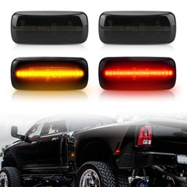 Bestview LED Dually Side Marker Lights for 2010-2018 Dodge Ram 2500 3500, Amber＆Red Smoke Lens Front&Rear Bumper Fender Turn Signal Lamp Assembly Kit accessories,Smoked Lens(Pack of 4)