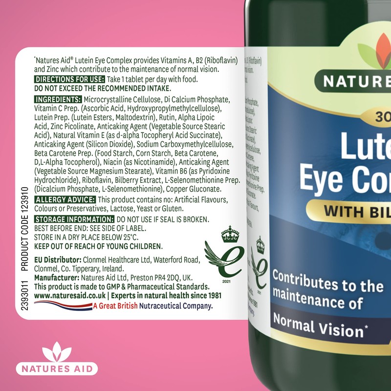 Natures Aid Lutein Eye Complex – High Strength Vision Support