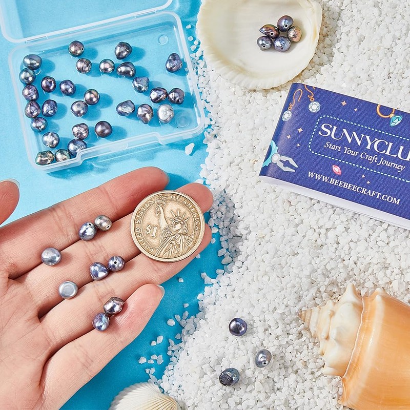 SUNNYCLUE 1 Box 53Pcs 5~7mm Baroque Pearls Freshwater Pearl Bead