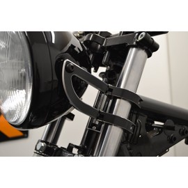 Alchemy Parts Custom Chopper Motorcycle Headlight Headlamp Brackets with 34-35mm Diameter Fork Clamps in Billet Aluminium NO FORK REMOVAL REQUIRED