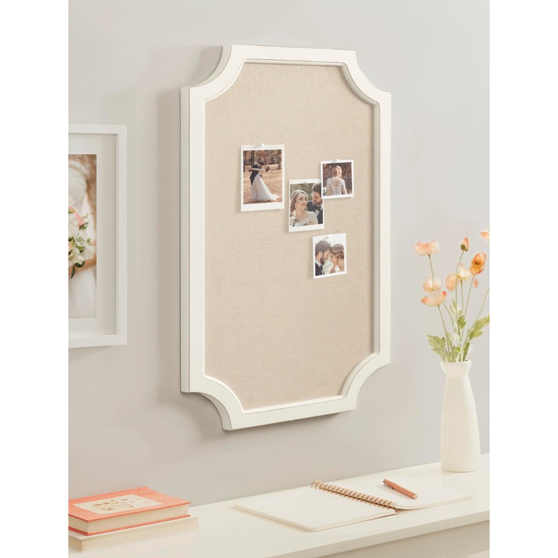 Hogan Framed Scalloped Decorative Wall Pinboard; White; 18 x 30;
