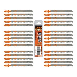 JMD 30-Piece T101B 4 Inch 10TPI Jigsaw Blades T Shank for Wood Jig Saw Blade Set Jig Saw Blades for Plastic Compatible with RYOBI Milwaukee Makita Bosch DeWalt etc
