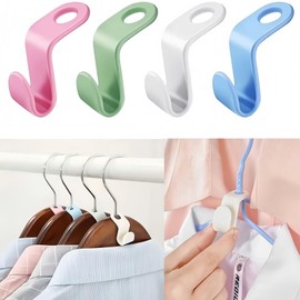 Space Saving Hanger Hooks, 50pcs, Polypropylene, 5KG Max Capacity, White Closet Hangers for Clothes (50PCS)