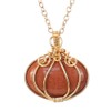 NALISASA Natural Quartz Stone Goldstone Pendant Necklace,Thanksgiving Charm Pumpkin Necklace,