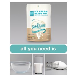 Sol-ice 0% Added Sugar Ice Cream Mix Powders | Dairy Keto Friendly | Whip with Just a Mixer or Machine | Fibre-Based | Bundle of 2x Vanilla 200g