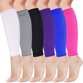 Geyoga 6 Pares Mangas de Compresión de Pantorrilla para Hombre Mangas de Pierna de Fútbol Calcetines de Soporte de Pantorrilla