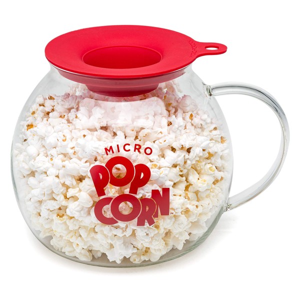 Ecolution Micro-Pop Popper, Glass Microwave Popcorn Maker with Dual Function Lid, 3 Qt