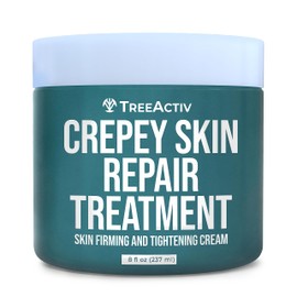TreeActiv Crepey Skin Repair Treatment, 8oz, Firming Cream with Hyaluronic Acid & Shea Butter to Deeply Moisturize & Tighten Wrinkly Dry Crepe Skin, 500+ Uses