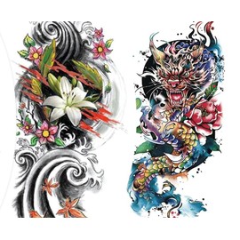 Temporary Dragon Tattoo Japanese Tattoo Dragon Tattoo Arm Tattoos XQB063 912 2 Sheets