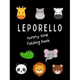Tummy Time Folding Book, High Contrast Baby Animals Design, Black and White Educational Book with Affirmations