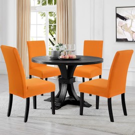 Yugarlibi Chair Covers, Set of 4, Stretch Chair Covers, Swing Chair, Elastic Covers, Chair Cover, Removable, Washable Chairs, Protection for Kitchen, Restaurant, Hotel, Banquet, Wedding (Orange, Set