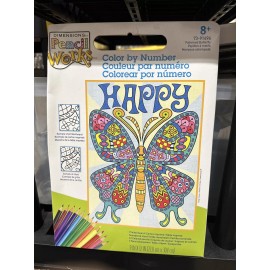 Dimensions Pencil Works Color By Number 9"X12" Patterned Butterfly 73-91496 NEW