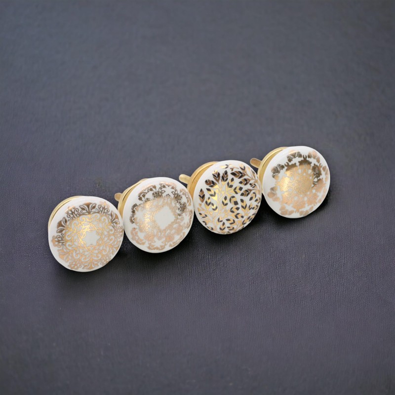 Infinity Decor Pack of 8 White & Golden Colour Designed