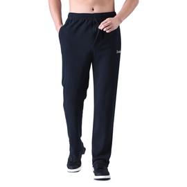 Zoulee Men's Front Zip Open-Bottom Sports Pants Sweatpants Trousers Black 2XL