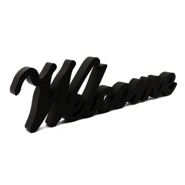 CVHOMEDECO. Matt Black Wooden Words Sign Free Standing Welcome Desk/Table/Shelf/Home Wall/Office Decoration Art, 14-1/2 x 4-1/4 x 1 Inch