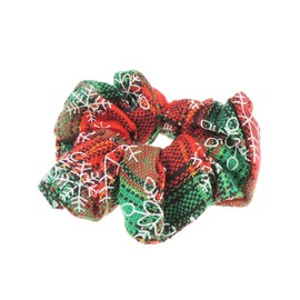Glamour Girlz Ladies Girls Red Green Tartan Snowflake Festive Christmas Hair Elastic Scrunchie Red Green Large Snowflake