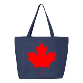 shop4ever Canada Leaf Heavy Canvas Tote with Zipper Canadian Flag Reusable Shopping Bag Navy 1 Pack Zip