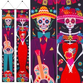 Adornos día de Muertos Pareado de Puerta, Grande Cartel para La Puerta de Muerto para Altar, 100D Poliéster Cartel de día Muertos Decoración de Hallow